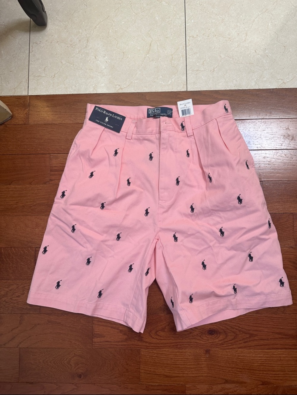 Polo by Ralph Lauren Pink Embroidered Pony Men’s Flat Front Shorts